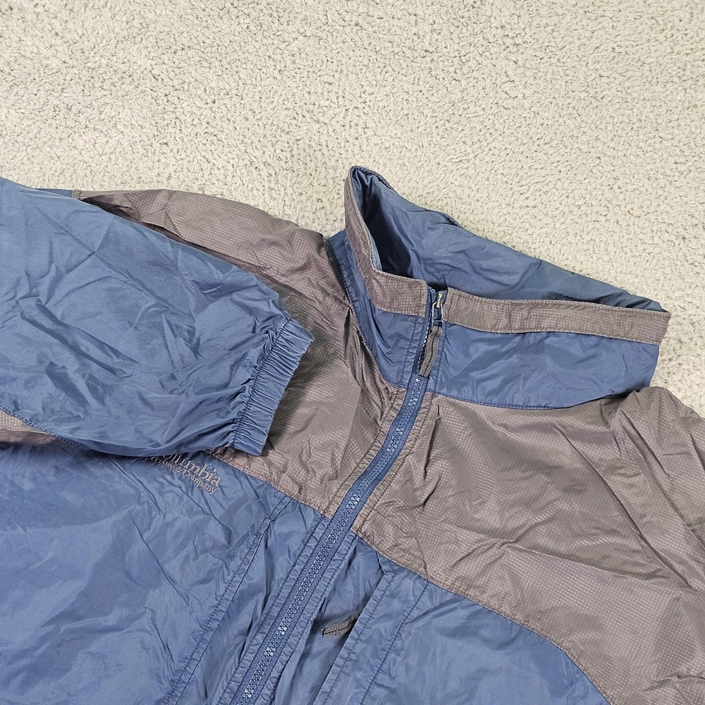 Columbia Jacket Mens Small Blue Gray Packable Mesh Lined Windbreaker Zip RS2124